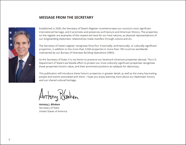 Secretary of State Book Message